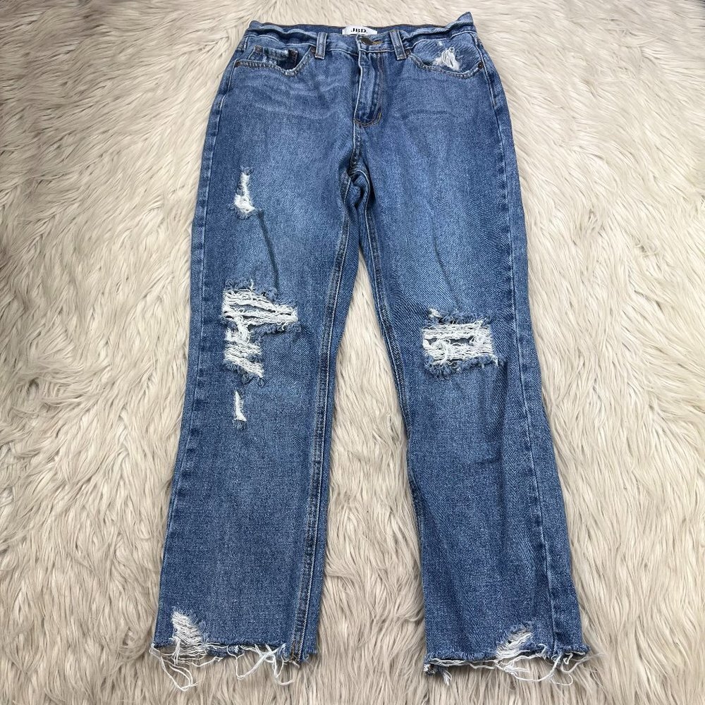 Just Black Denim Women's Distressed Straight‎ Leg Jeans